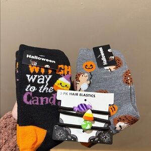 Halloween Socks and Hair Elastics Set